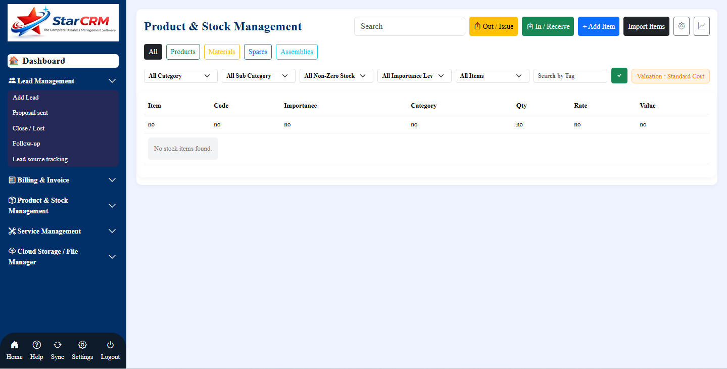 Product & Stock Management